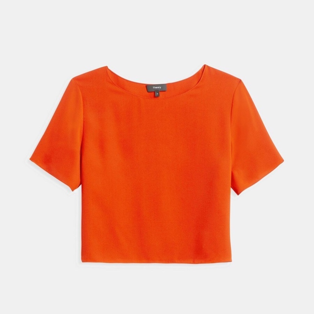 THEORY Silk Easy Woven Tee Shirt in Fire Opal
